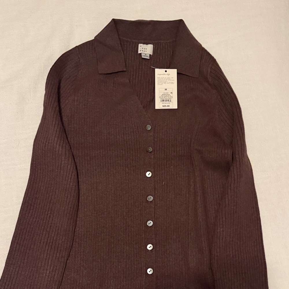 a new day Chocolate Button-Up Cardigan